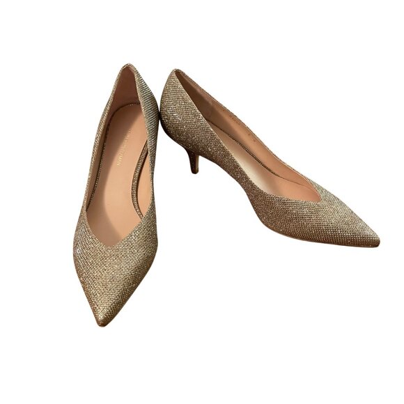 Stuart Weitzman Shoes - NWOT Stuart Weitzman Gold Glitter Kitten Heel - Size 8